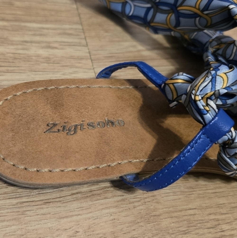 🌈 Chain Print Zigi Soho Ankle Wrap Sandals Flats Size 7.5 - Picture 7 of 11